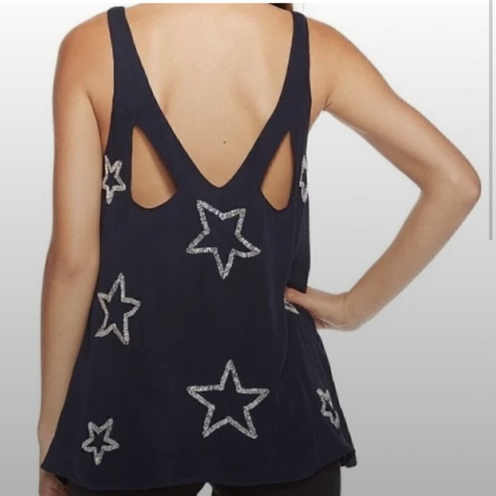 Chaser Beaded Star Black Tank